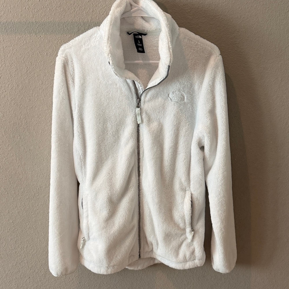 North Face Cozy White Fleece Zip-Up Jacket